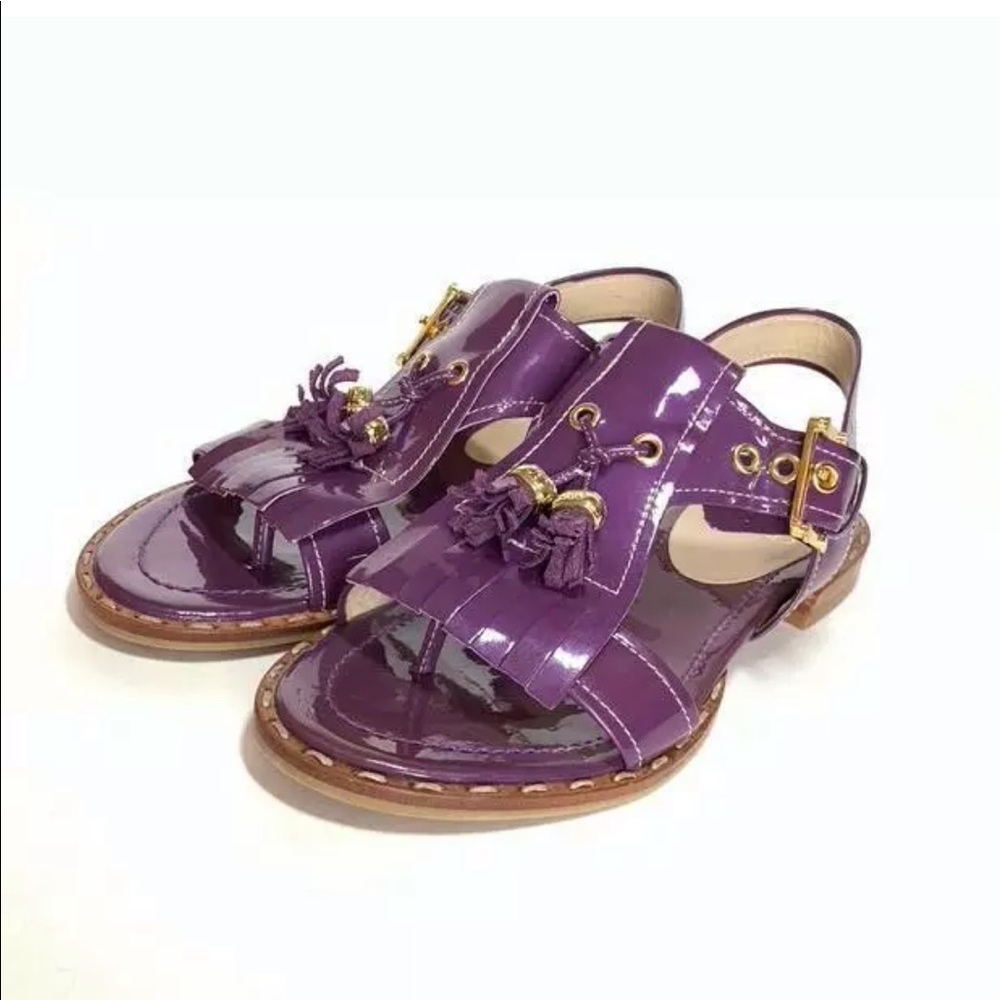 JOAN AND DAVID SANDALS PATENT LEATHER PURPLE 7M